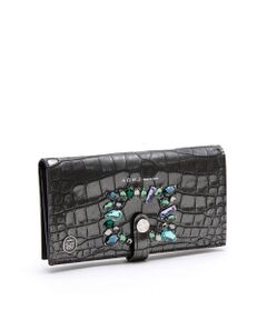 Accesoires De Mademoiselle / アクセソワ・ドゥ・マドモワゼル 財布・コインケース・マネークリップ | ヴィッテリグリシャムウェンディ/クリスタルソーイングロングウォレット　GUNMETAL