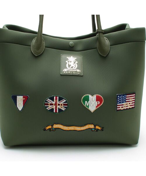 Accesoires De Mademoiselle / アクセソワ・ドゥ・マドモワゼル トートバッグ | マジックライト/フラッグワッペントート34cm KHAKI、L | 詳細4