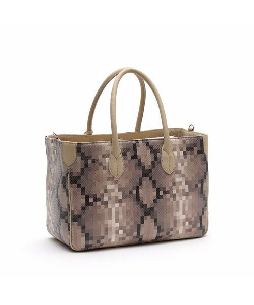 Accesoires De Mademoiselle / アクセソワ・ドゥ・マドモワゼル トートバッグ | スネーク型押し/Dカン付トート32cm　SAND/SHIRACHA | 詳細3