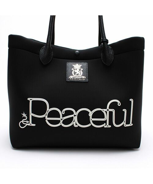 Accesoires De Mademoiselle / アクセソワ・ドゥ・マドモワゼル トートバッグ | マジックライト/コード刺しゅうキューブトート34cm　NEGRO,A | 詳細4