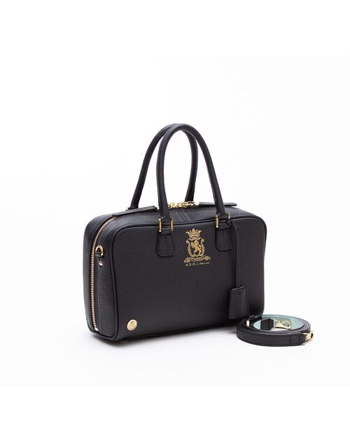 Accesoires De Mademoiselle / アクセソワ・ドゥ・マドモワゼル ショルダーバッグ | モーツァルト/バイカラーボストン25cm(ショルダーストラップ付)（BLACK×BLACK）