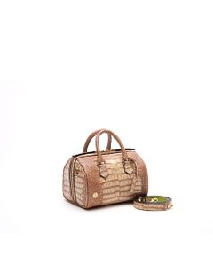 Accesoires De Mademoiselle / アクセソワ・ドゥ・マドモワゼル ショルダーバッグ | クロコ型押しドラムボストン20cm(ショルダーストラップ付)