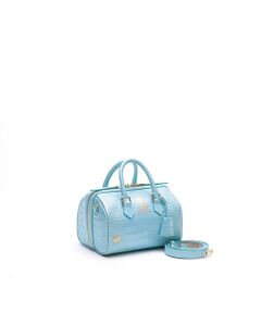 Accesoires De Mademoiselle / アクセソワ・ドゥ・マドモワゼル ショルダーバッグ | クロコ型押しドラムボストン20cm(ショルダーストラップ付)