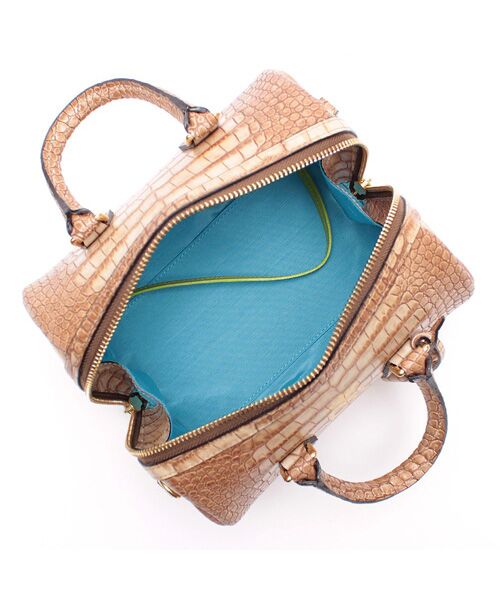 Accesoires De Mademoiselle / アクセソワ・ドゥ・マドモワゼル ショルダーバッグ | クロコ型押しドラムボストン20cm(ショルダーストラップ付) | 詳細6