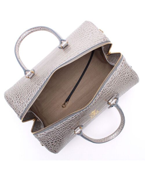 Accesoires De Mademoiselle / アクセソワ・ドゥ・マドモワゼル ボストンバッグ | クロコ型押しドラムボストン32cm(Dカン+) | 詳細1