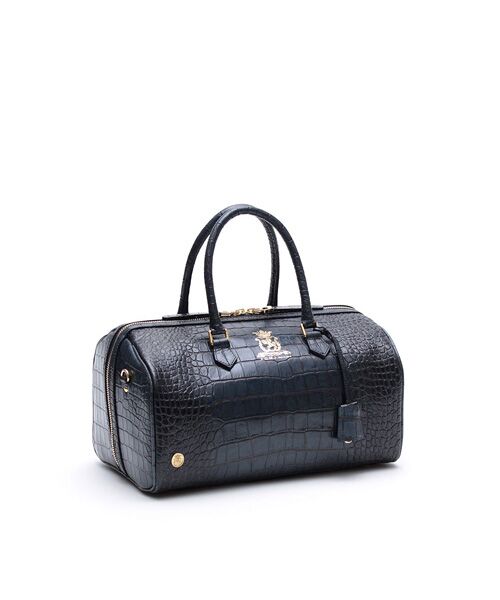 Accesoires De Mademoiselle / アクセソワ・ドゥ・マドモワゼル ボストンバッグ | クロコ型押しドラムボストン32cm(Dカン+)(MARINE)