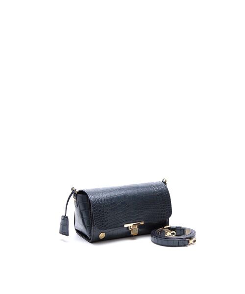 Accesoires De Mademoiselle / アクセソワ・ドゥ・マドモワゼル ショルダーバッグ | クロコ型押しラウンドクラッチショルダー(MARINE)