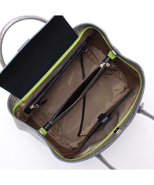 Accesoires De Mademoiselle / アクセソワ・ドゥ・マドモワゼル トートバッグ | クロコ型押しキューブトート25cm(Dカン+) | 詳細1