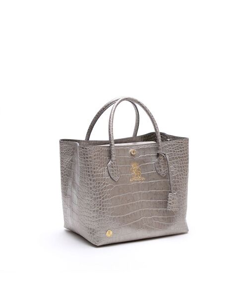 Accesoires De Mademoiselle / アクセソワ・ドゥ・マドモワゼル トートバッグ | クロコ型押しキューブトート25cm(Dカン+)(GRIGIO)