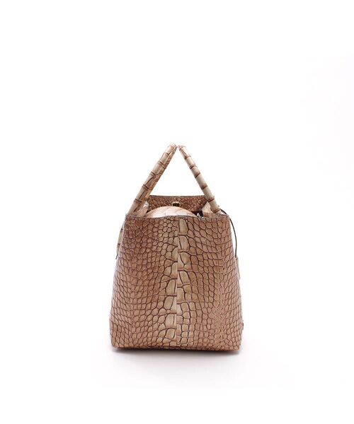 Accesoires De Mademoiselle / アクセソワ・ドゥ・マドモワゼル トートバッグ | クロコ型押しキューブトート25cm(Dカン+) | 詳細8