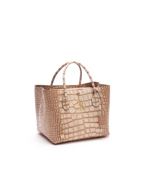 Accesoires De Mademoiselle / アクセソワ・ドゥ・マドモワゼル トートバッグ | クロコ型押しキューブトート25cm(Dカン+)(POMICE)