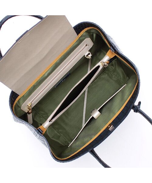 Accesoires De Mademoiselle / アクセソワ・ドゥ・マドモワゼル トートバッグ | クロコ型押しキューブトート25cm(Dカン+) | 詳細16