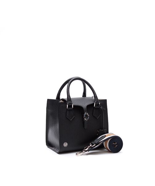 Accesoires De Mademoiselle / アクセソワ・ドゥ・マドモワゼル トートバッグ | モーツァルト/バックルモチーフスクエアトートS（BLACK）
