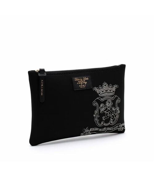 Accesoires De Mademoiselle / アクセソワ・ドゥ・マドモワゼル ポーチ | マジックライトステッチ刺しゅうフラットポーチ2セット(S・M)(NEGRO)