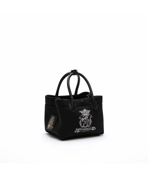 Accesoires De Mademoiselle / アクセソワ・ドゥ・マドモワゼル トートバッグ | マジックライトステッチ刺しゅうトートS(SILVER刺繍ver.)(NEGRO)