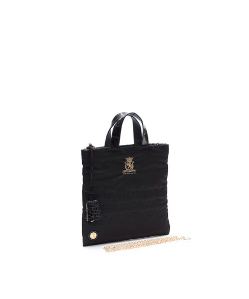 Accesoires De Mademoiselle / アクセソワ・ドゥ・マドモワゼル トートバッグ | デービス/ステッチ刺しゅうフラットトート22cm(チェーン付)(BLACK/ONYX)