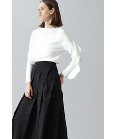 「BAILA3月号掲載商品」ドライストレッチラッフルスリーブニット