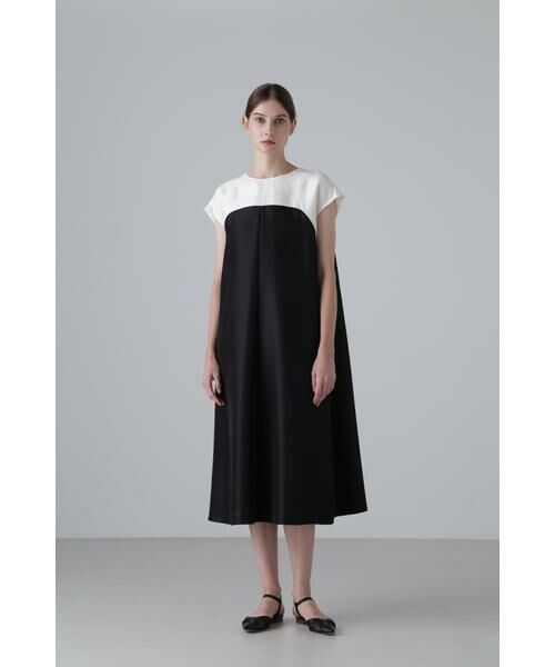 ADORE / アドーア ワンピース | ＜BLACK LABEL＞ シルクタフタワンピース（ブラックxホワイト）