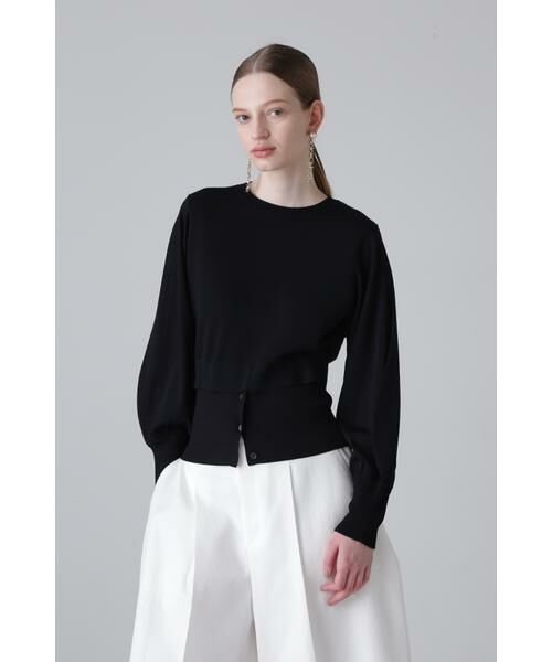 s*a様 美品　ADORE 黒 36 セール】 レイヤードヘムニット （ニット・セーター）｜ADORE