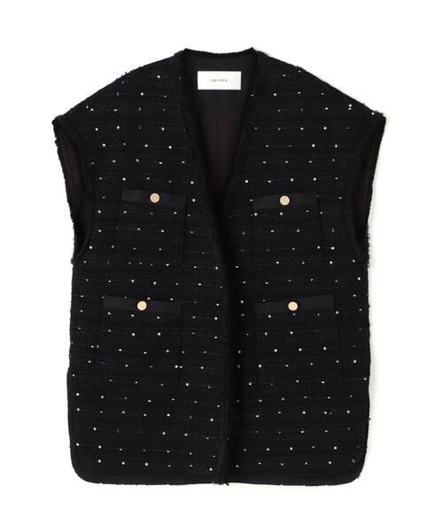 ADORE / アドーア テーラードジャケット | ◆フラワースパングルツィードジャケット(ブラック)