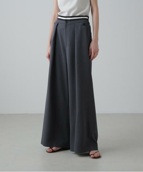値下げ【75%OFF】ADORE アドーア　ワイドパンツ　ツイルダブルクロス　黒 BLACK LABEL＞シルクダブルクロスパンツ | ADORE（アドーア