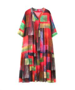 ADORE / アドーア ワンピース | アブストラクトブロッキングプリントワンピース