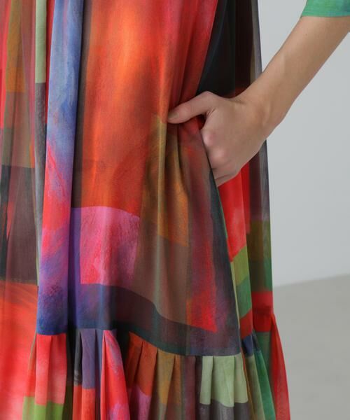 ADORE / アドーア ワンピース | アブストラクトブロッキングプリントワンピース | 詳細7