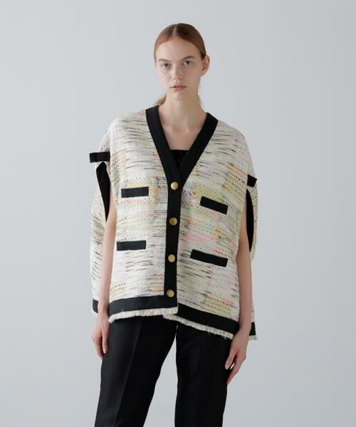 ADORE / アドーア テーラードジャケット | ＜BLACK LABEL＞ＭＡＬＨＩＡパステルツイードポンチョジャケット | 詳細1