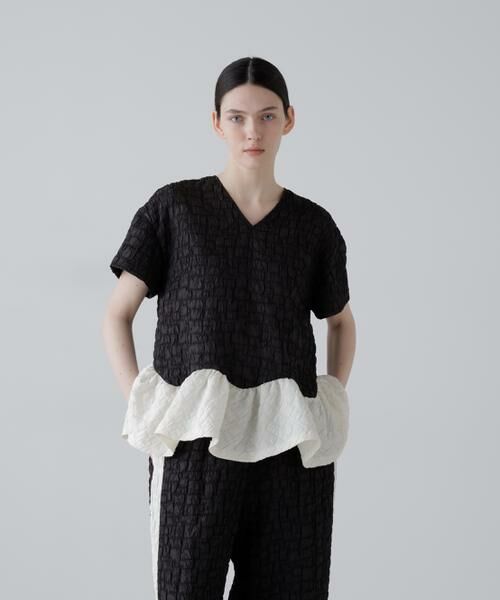 ADORE / アドーア シャツ・ブラウス | ◆ブロックジャガードブラウス（ブラック）