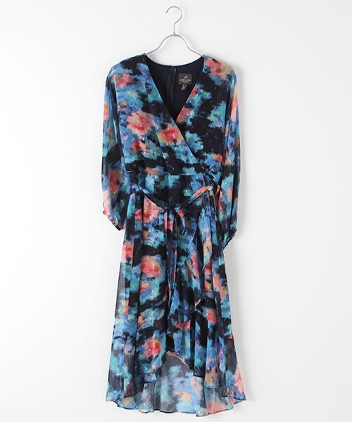 Floral chiffon wrap outlet dress