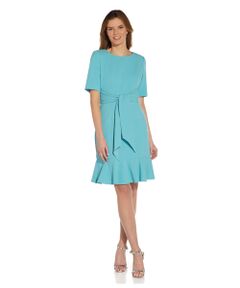 Crepe Tie Front Flounce Dress