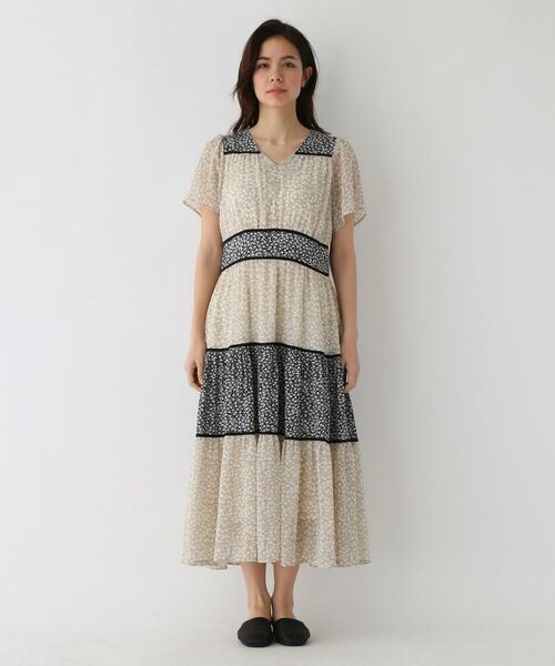 セール 異素材花柄ティアードロングワンピース ミニ丈 ひざ丈ワンピース Ag By Aquagirl エージー バイ アクアガール ファッション通販 タカシマヤファッションスクエア