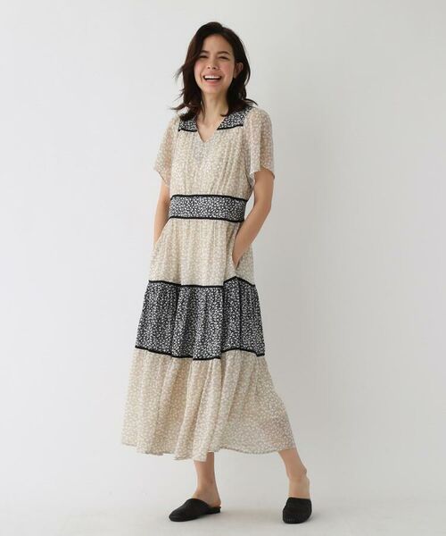 セール 異素材花柄ティアードロングワンピース ミニ丈 ひざ丈ワンピース Ag By Aquagirl エージー バイ アクアガール ファッション通販 タカシマヤファッションスクエア