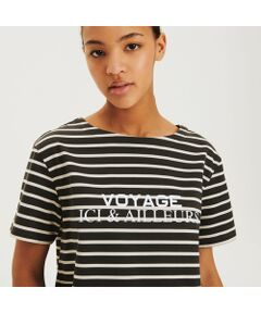 吸水速乾 ボートネック ボーダー半袖Tシャツ（VOYAGE）