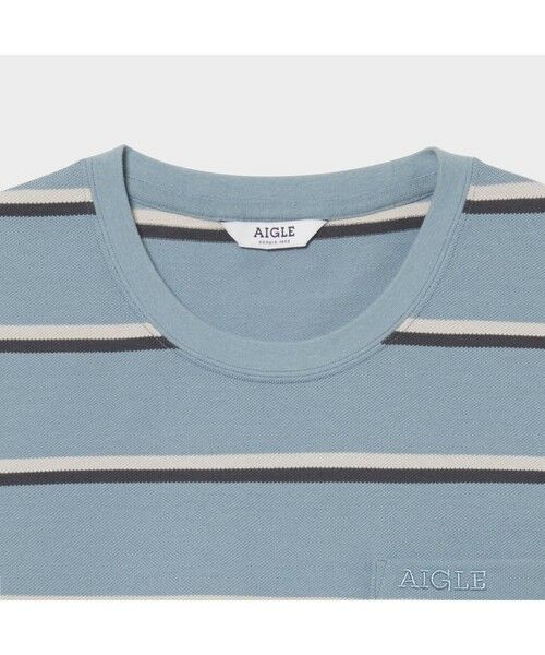AIGLE / エーグル Tシャツ | MIJ マルチボーダー ポケット 半袖Tシャツ | 詳細12