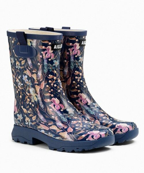 AIGLE / エーグル レインシューズ | アリア プリント ラバーブーツ（ダークブルー）