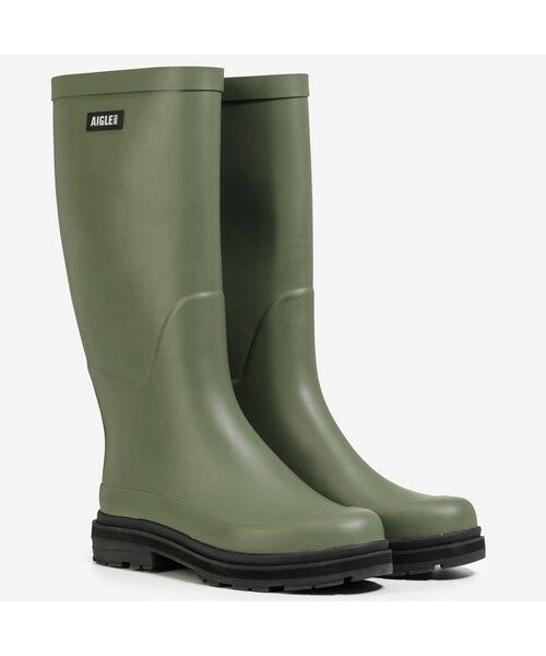 日本最大の AIGLE カーキ レインブーツ 長靴 雨 40 美品 25.0 靴 - www 