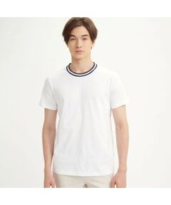 吸水速乾 ネックストライプロゴTシャツ