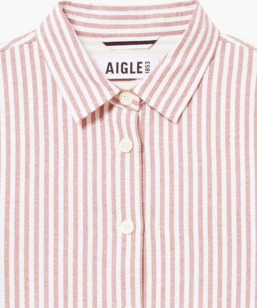 AIGLE / エーグル シャツ・ブラウス | COOL MAX 吸水速乾  裾リボン レギュラーカラー ストライプ長袖シャツ | 詳細17