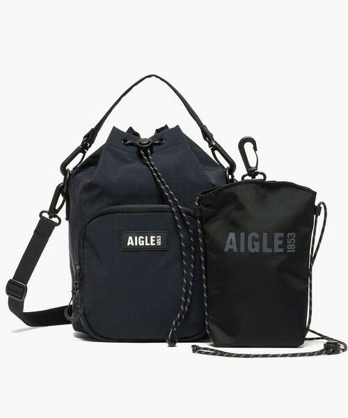 AIGLE / エーグル ショルダーバッグ | 撥水 リサイクルナイロン 2way巾着バッグ ミニポーチ付き W18×H27×D12cm 4L | 詳細4