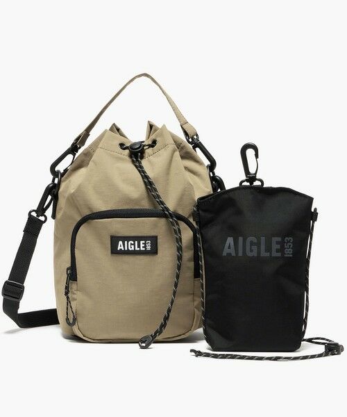 AIGLE / エーグル ショルダーバッグ | 撥水 リサイクルナイロン 2way巾着バッグ ミニポーチ付き W18×H27×D12cm 4L | 詳細20