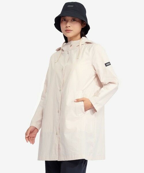 AIGLE/エーグル UVカット オーガニックコットンロング丈 フーデッドジャケット ベージュ 38(M) AIGLE/エーグル UVカット オーガニックコットンロング丈 フーデッドジャケット ベージュ 38(M)