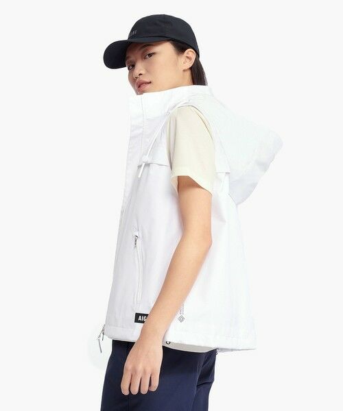 AIGLE / エーグル ベスト | 防風 透湿 撥水 防水 WINDSTOPPER ウインドストッパー スリーブレスジャケット ミリタリーベスト フード脱着可 | 詳細3