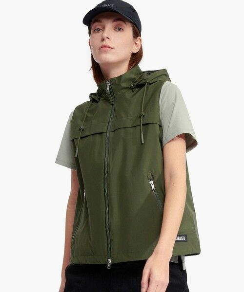 AIGLE / エーグル ベスト | 防風 透湿 撥水 防水 WINDSTOPPER ウインドストッパー スリーブレスジャケット ミリタリーベスト フード脱着可 | 詳細6