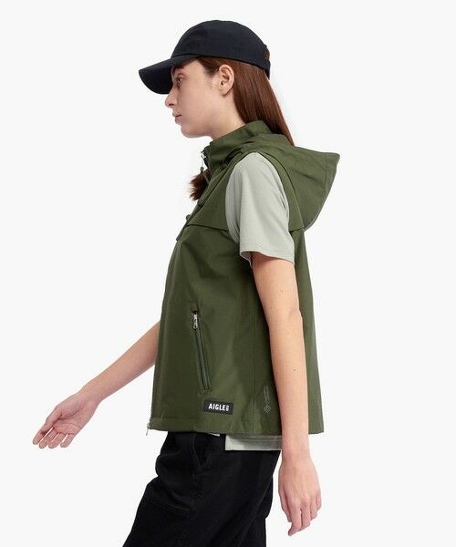AIGLE / エーグル ベスト | 防風 透湿 撥水 防水 WINDSTOPPER ウインドストッパー スリーブレスジャケット ミリタリーベスト フード脱着可 | 詳細7