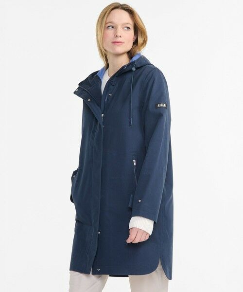 AIGLE/エーグル MTD 防水 透湿 3レイヤー フーデッドコート ダークブルー 38(M) AIGLE/エーグル MTD 防水 透湿 3レイヤー フーデッドコート ダークブルー 38(M)