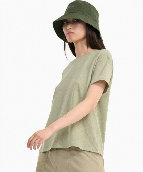 AIGLE/エーグル コットンリネン トーンオントーン ワンポイント刺繍半袖Tシャツ セージグリーン S(日本サイズM) AIGLE/エーグル コットンリネン トーンオントーン ワンポイント刺繍半袖Tシャツ セージグリーン S(日本サイズM)