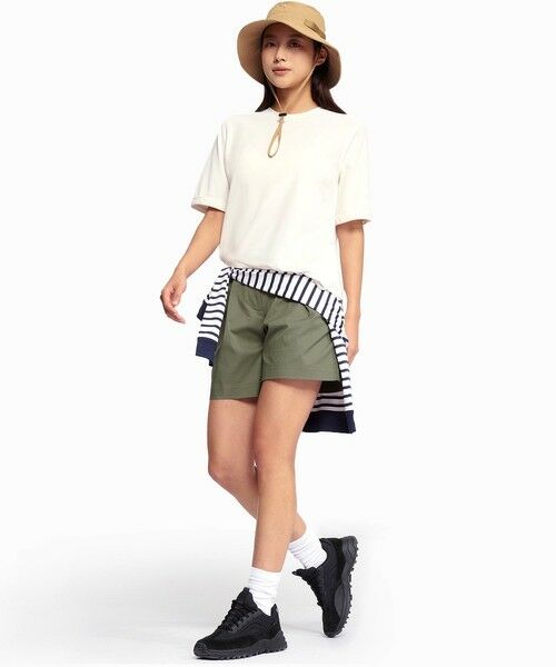 AIGLE / エーグル UVカット 接触冷感 速乾 サイドスリット ショートスリーブ 半袖Tシャツ セール】 UVカット 吸水速乾 ボックスロゴプリント クルーネック