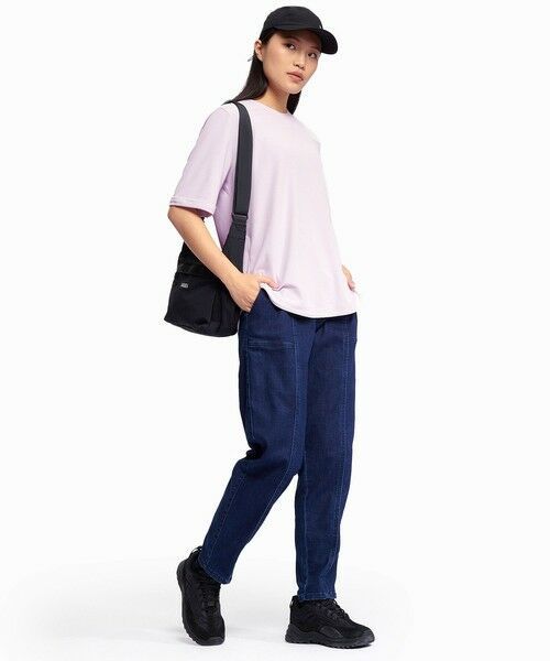 AIGLE / エーグル UVカット 接触冷感 速乾 サイドスリット ショートスリーブ 半袖Tシャツ セール】 UVカット 吸水速乾 ボックスロゴプリント クルーネック