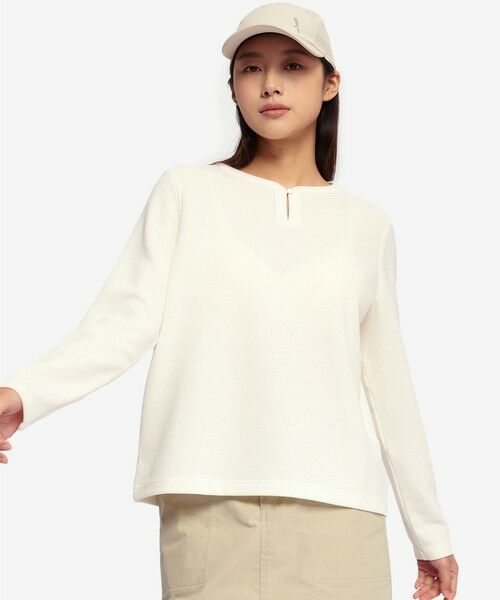 AIGLE/エーグル UVカット ハーフプラケット ワッフルロングスリーブTシャツ ホワイト L AIGLE/エーグル UVカット ハーフプラケット ワッフルロングスリーブTシャツ ホワイト L